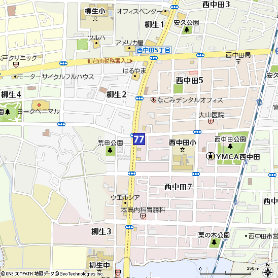 西中田支店付近の地図
